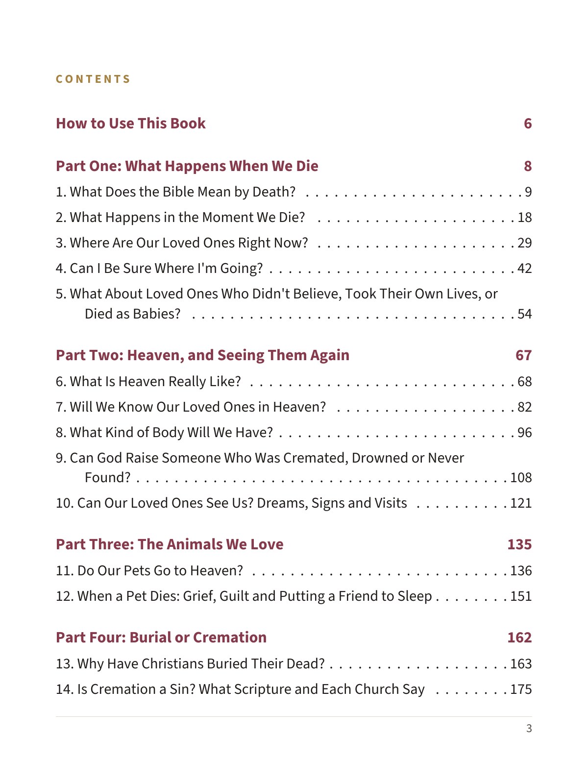 The book's contents page